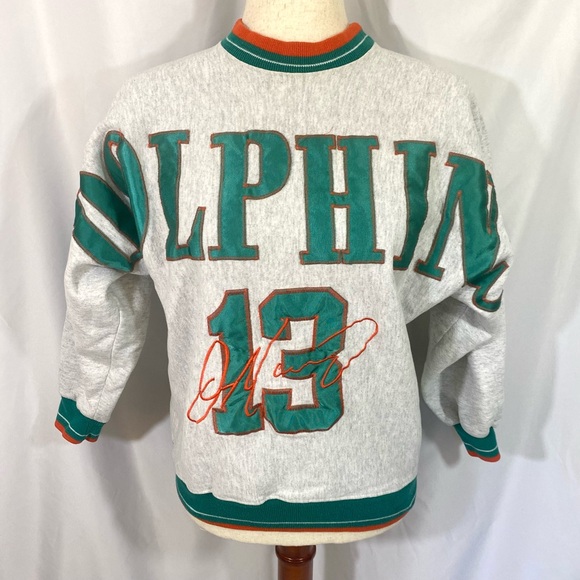 Vintage 90’s Dan Marino Dolphins Sweatshirt Size Youth XL Crewneck Legends - Picture 1 of 10